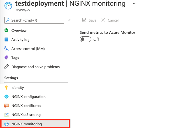NGINX Monitoring tab