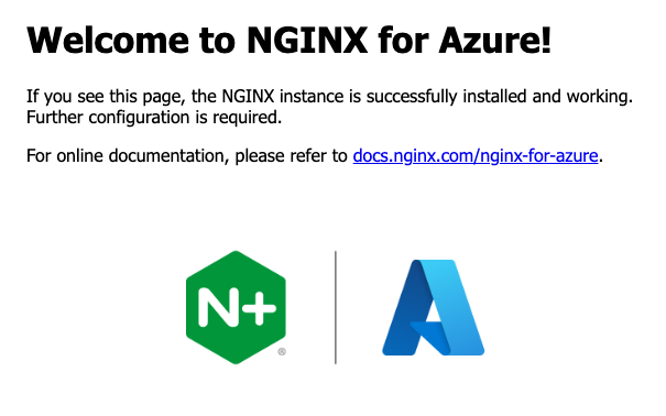 NGINX for Azure Welcome Screen