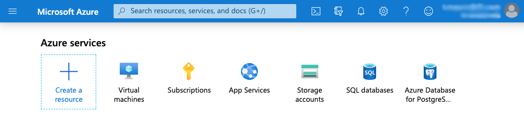 screenshot of top navigation bar at Microsoft Azure portal