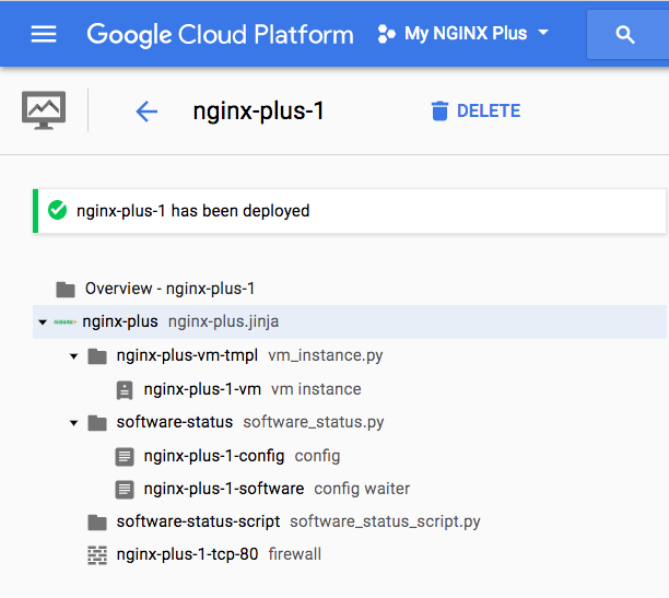 Screenshot NGINX plus deployed on Google Cloud Platform