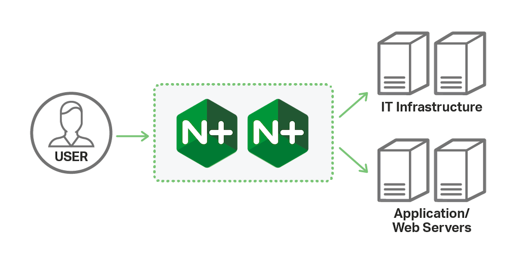 In the most flexible architecture for modern application delivery, NGINX Plus completely replaces hardware application delivery controllers