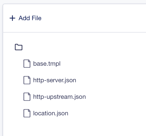 List of template files including base.tmpl, http-server.json, http-upstream.json, and location.json