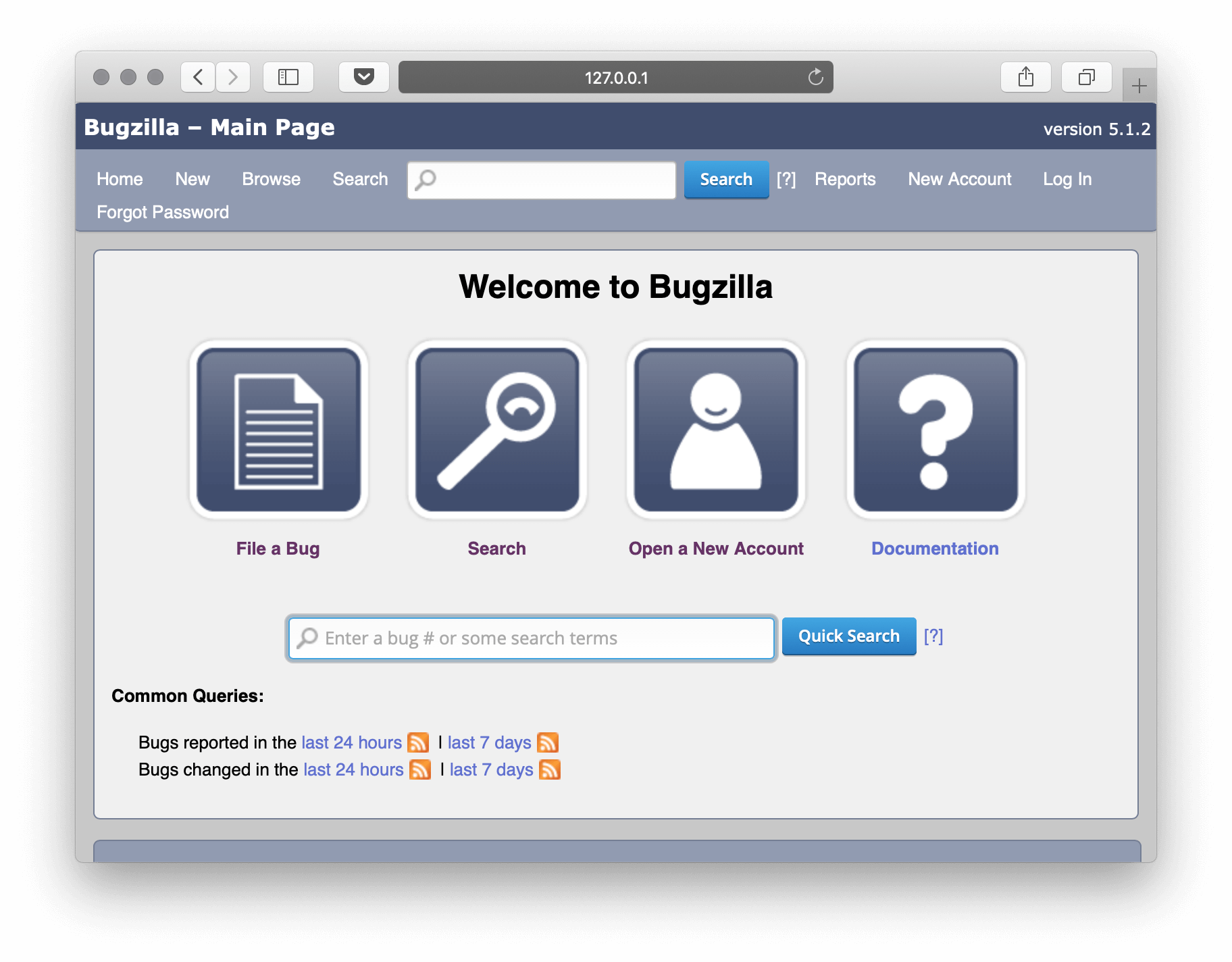 Bugzilla on Unit - Setup Screen