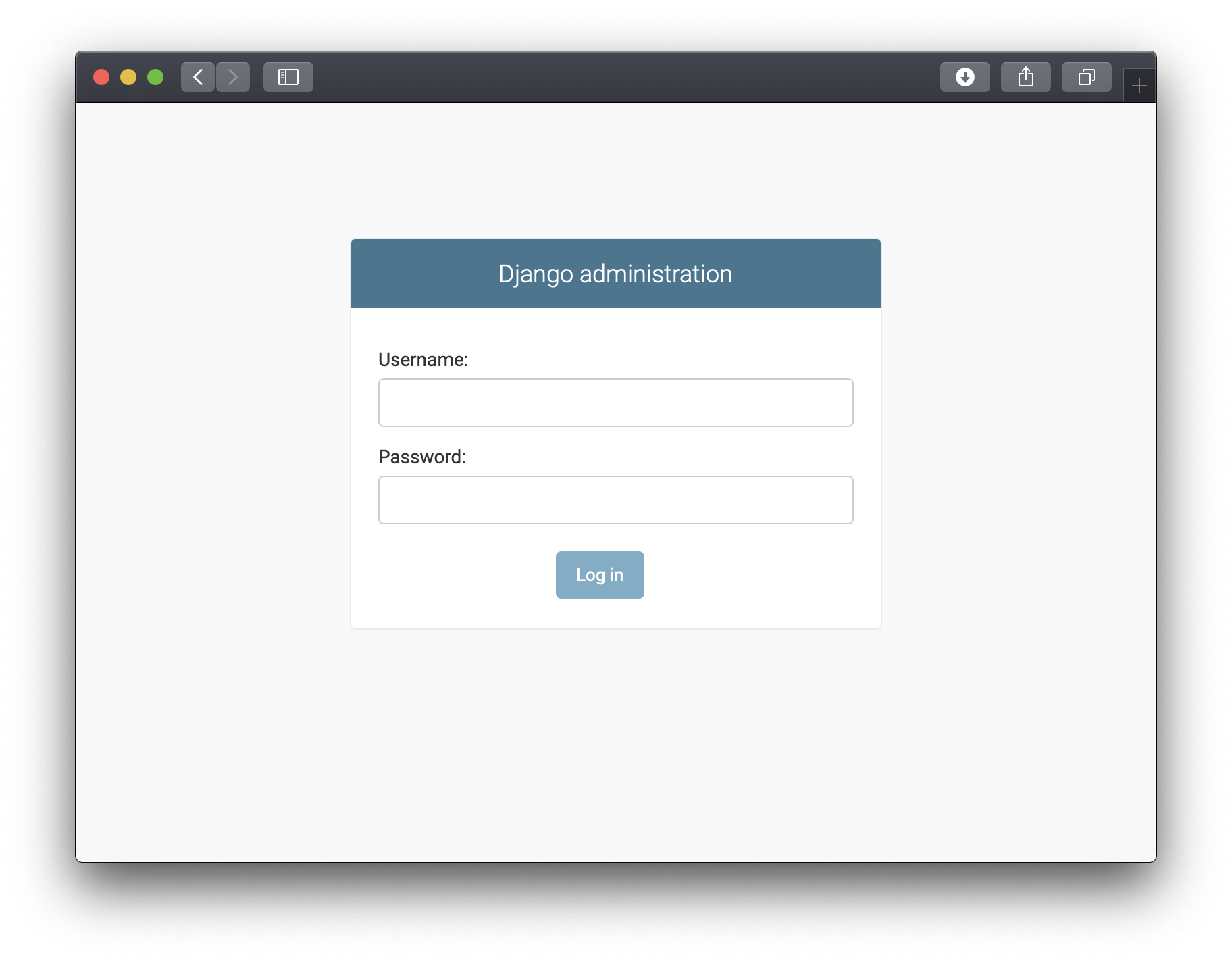 Django on Unit - Admin Login Screen