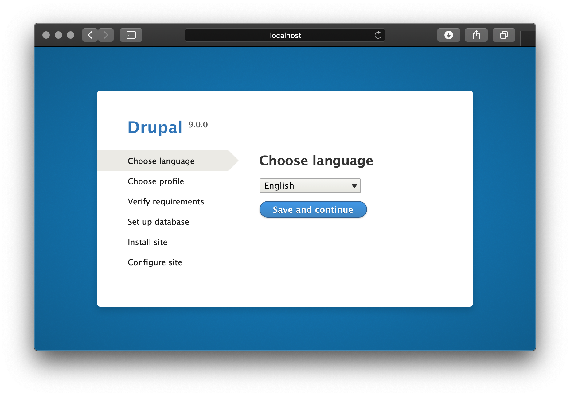 Drupal on Unit - Setup Screen
