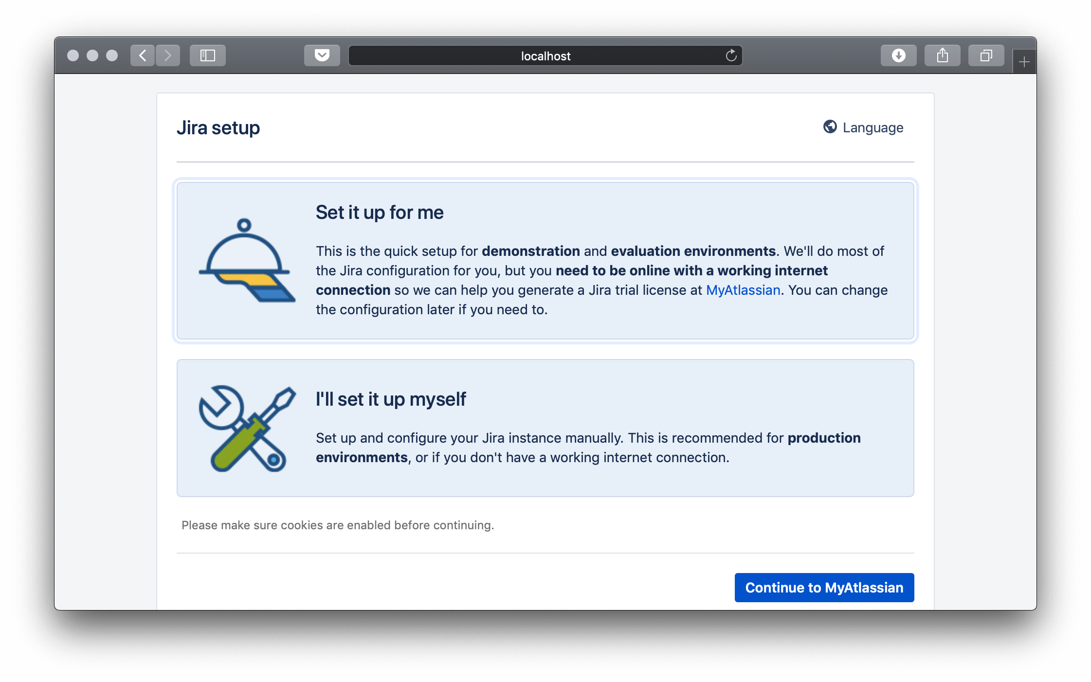 Jira on Unit - Setup Screen