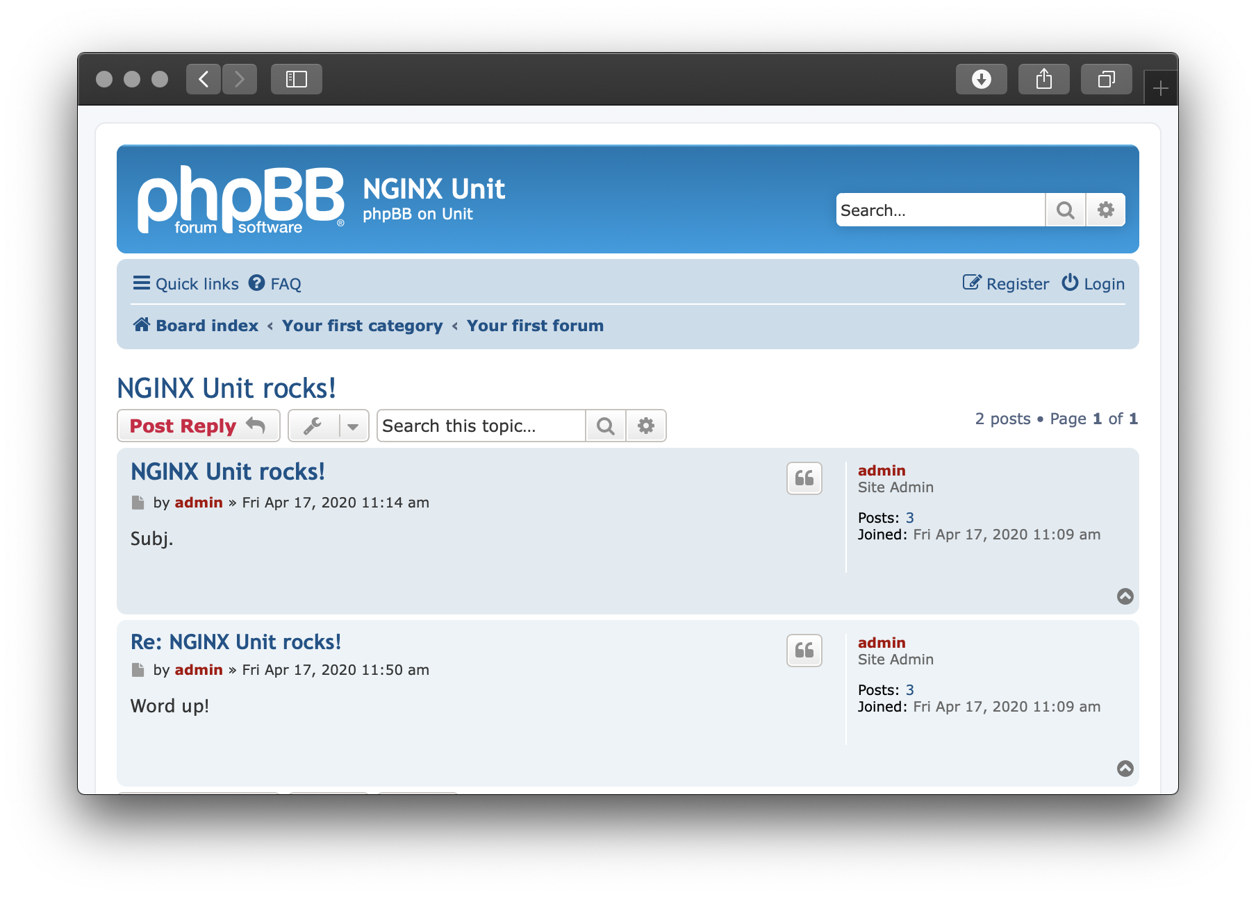phpBB on Unit