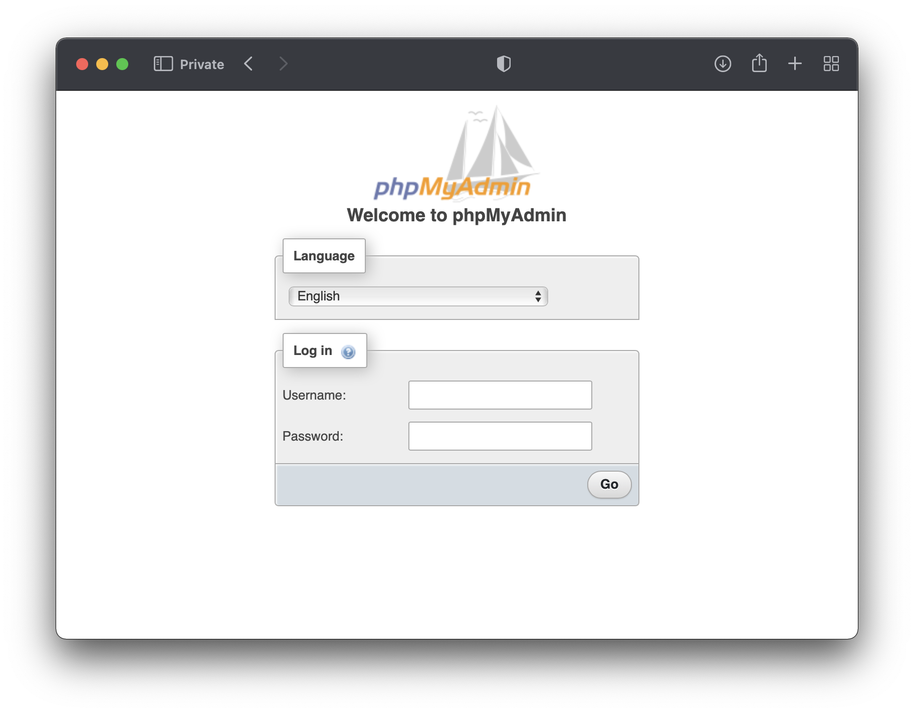 phpMyAdmin on Unit